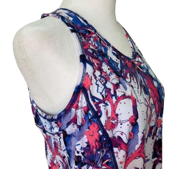 Title Nine Splatter Floral Print Cut Out Back Athletic Dress Shelf Bra (Size M) - Picture 3 of 10